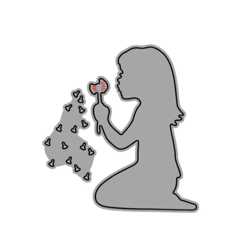 Little girl Blowing A Bandelion Metal Cutting Dies for DIY Scrapbook Embossing Album Paper Card Craft Folder Decorative 2021 New