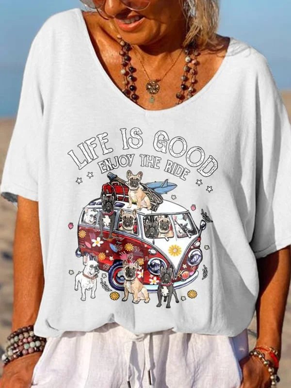 Vintage Print Loose Short Sleeve T-Shirt