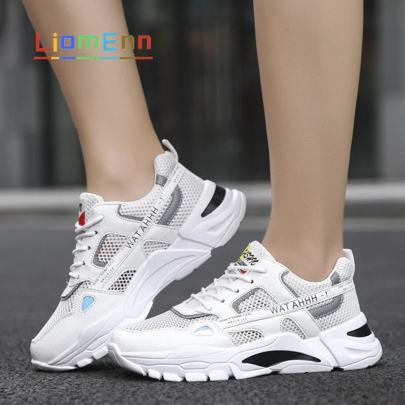 Summer Women's Sneakers Sport Shoes Women 2021 Tennis Running Shoes Breathable White Chunky Sneaker Platform Unisex Plus Size 46