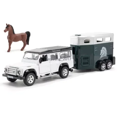 Dronehint Land Rover Defender with Horse Trailer Model Car 1/36 Scale Diecast Toy Vehicles Toy