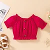 Baby Kid Girls Valentine's Day Red One-line Shoulder Polka Dot 2 Pcs Sets