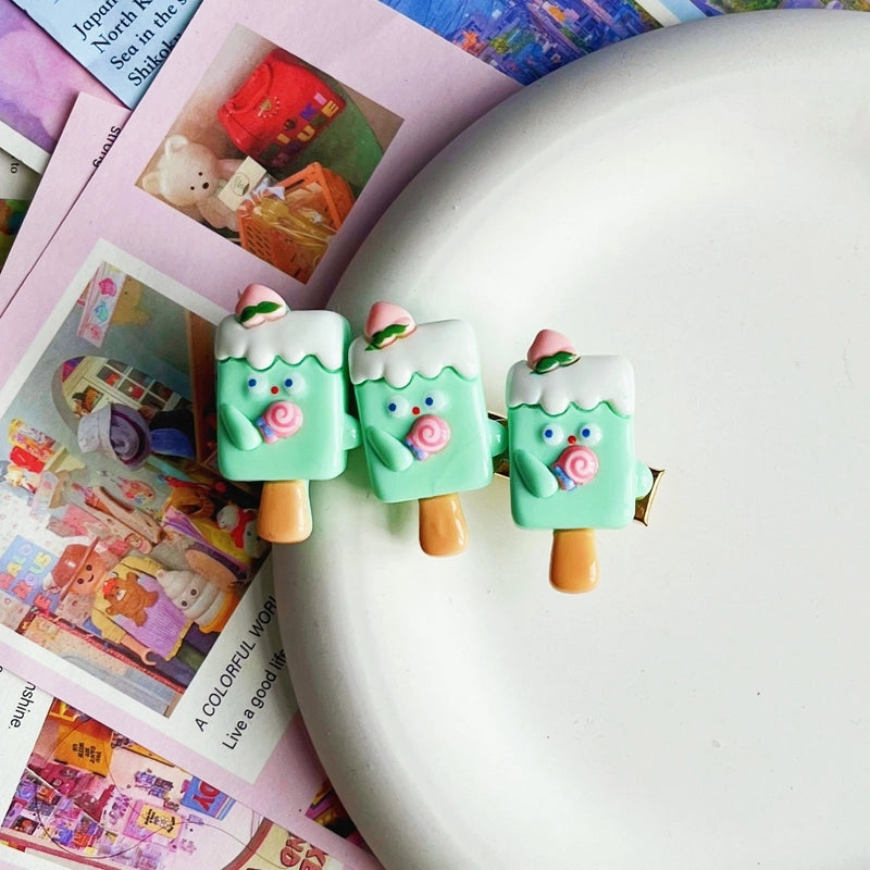 Women’s Cute Ice Cream Card Watermelon Resin Epoxy Hair Clip