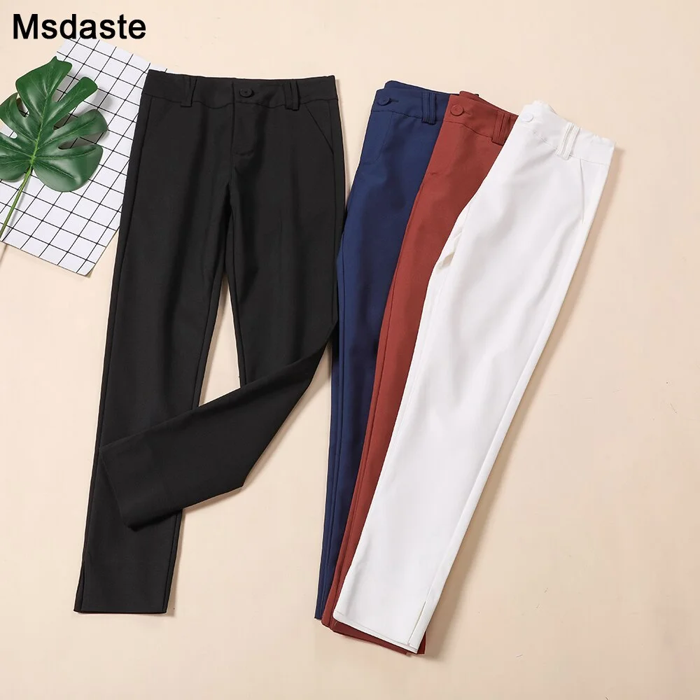 Office Lady Pencil Pants 2020 Women Fashion Work Wear Trousers Business Ladies Korean Style Female Black Navy blue White Pants