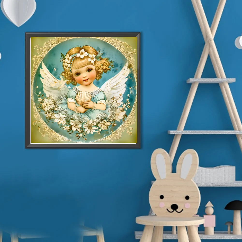 Full Round Diamond Painting 40*40cm - Fashionable Shell Angel Girl