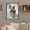 Petit Yorkie Dans La Neige Complète Rond Diamant Peinture 30X40CM
