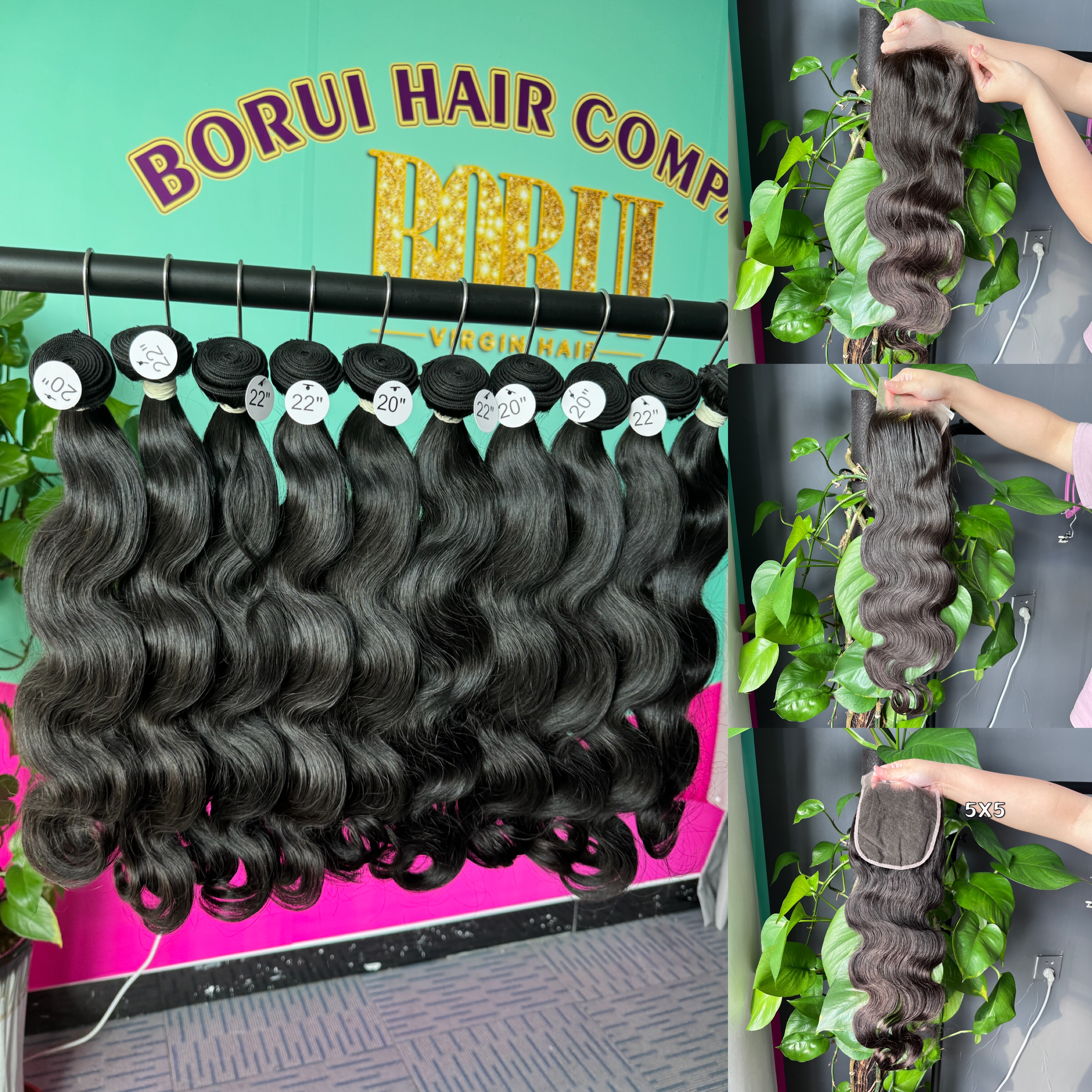 3PCS Body Wave Top Raw Hair Bundles with HD lace Closure 100% human hair