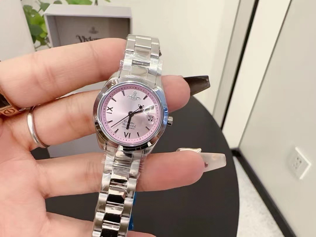 Vivienne Westwood Light Pink Dial Saturn Watch - 28MM