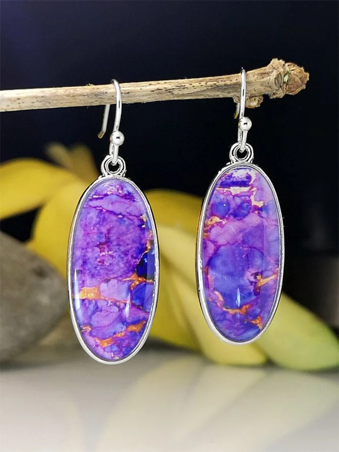 Bohemian Resort Purple Gemstone Earrings-mysite