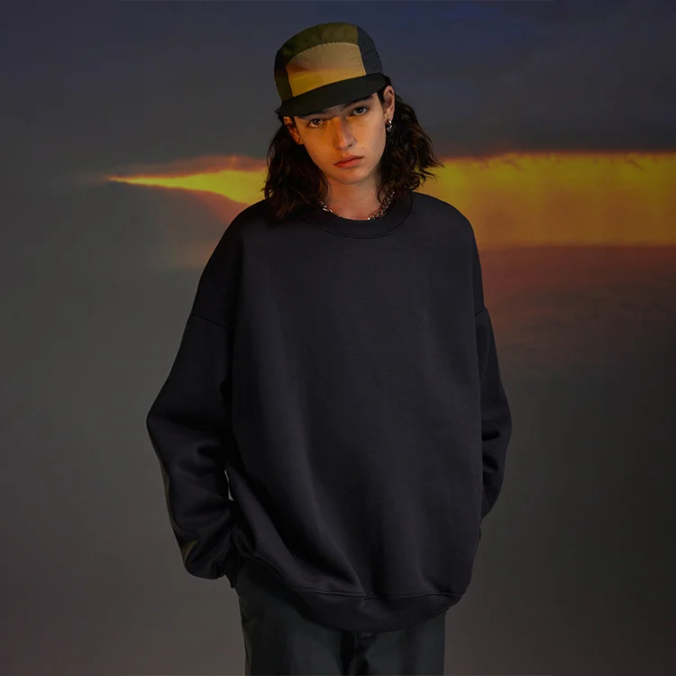 Solid colour crewneck pullover sweatshirt