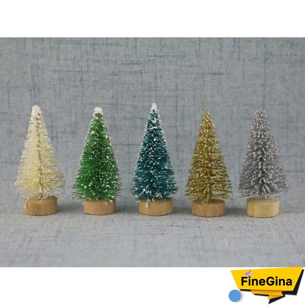 Wholesale 12/24Pcs Tabletop Christmas Pine Tree Xmas Mini Snow Trees Small Decoration Gifts