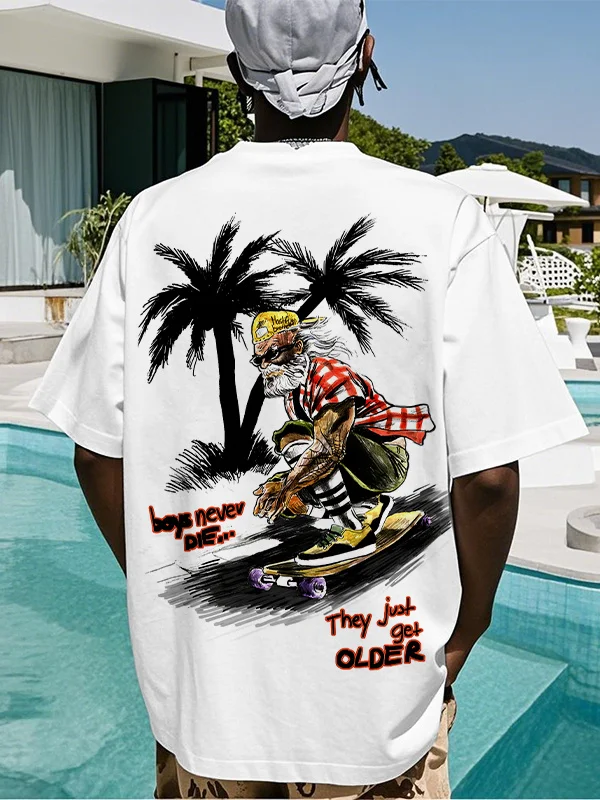 Men's Boys Never Die They Just Get Older Art Print Casual T-Shirt