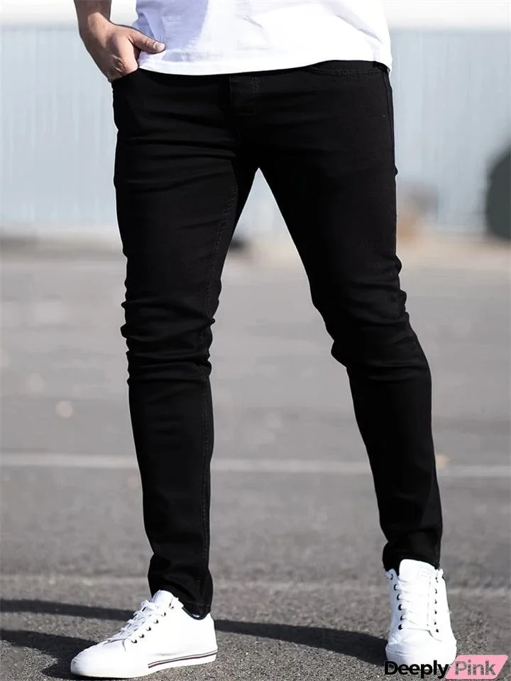 Men's Black Fashionable Skinny Stretch Jeans