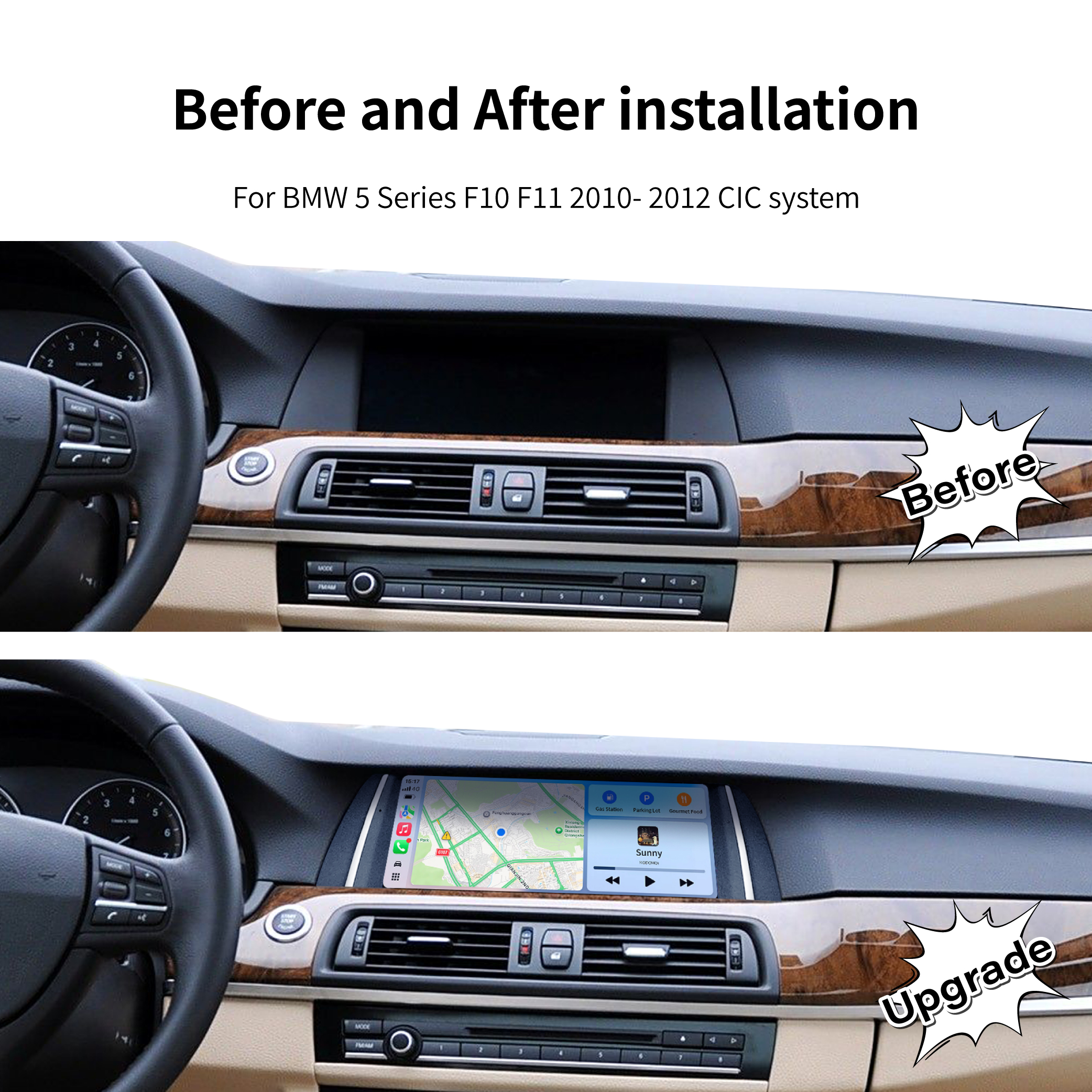 KOASON Linux Apple CarPlay Android Auto TouchScreen OEM Retrofit Upgrade Monitor for BMW 5 Series （GT）F10 F11 F07