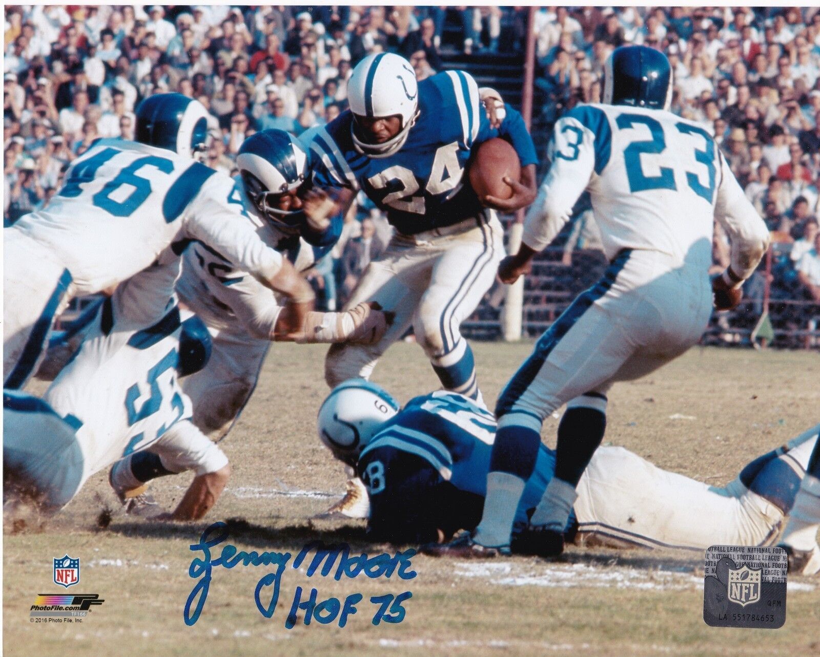 LENNY MOORE BALTIMORE COLTS HOF 75 ACTION SIGNED 8x10