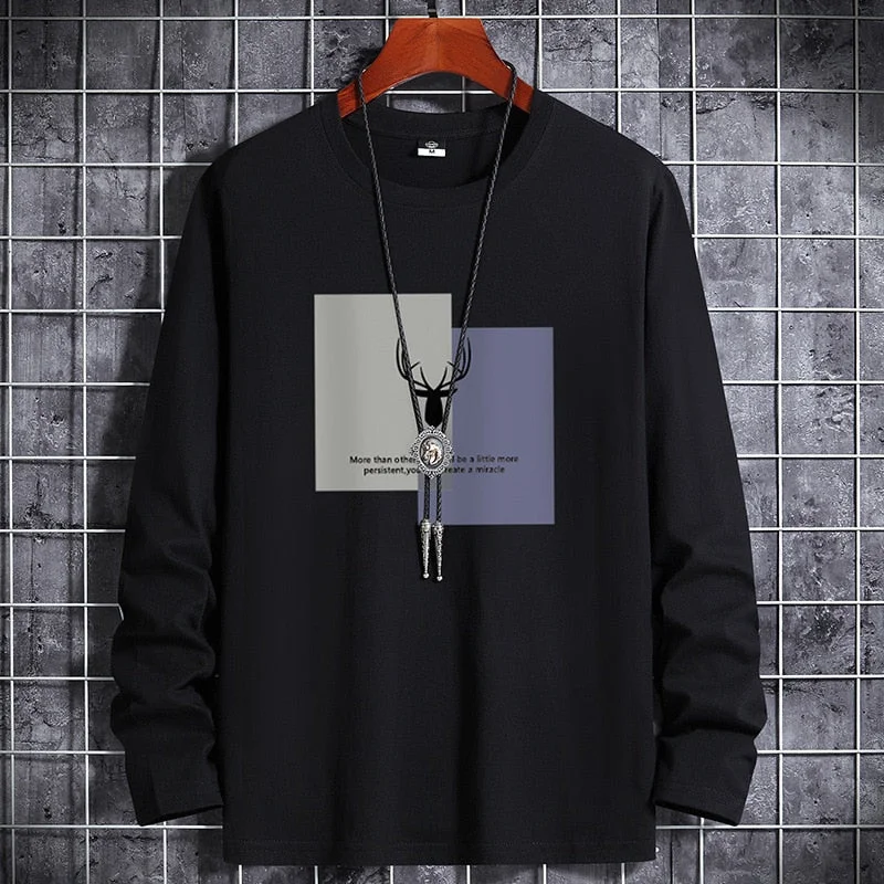 Long sleeve t-shirt men's Pure Cotton autumn and winter new fashion brand T-shirt bottom Shirt Large Men's T-shirt autumn top