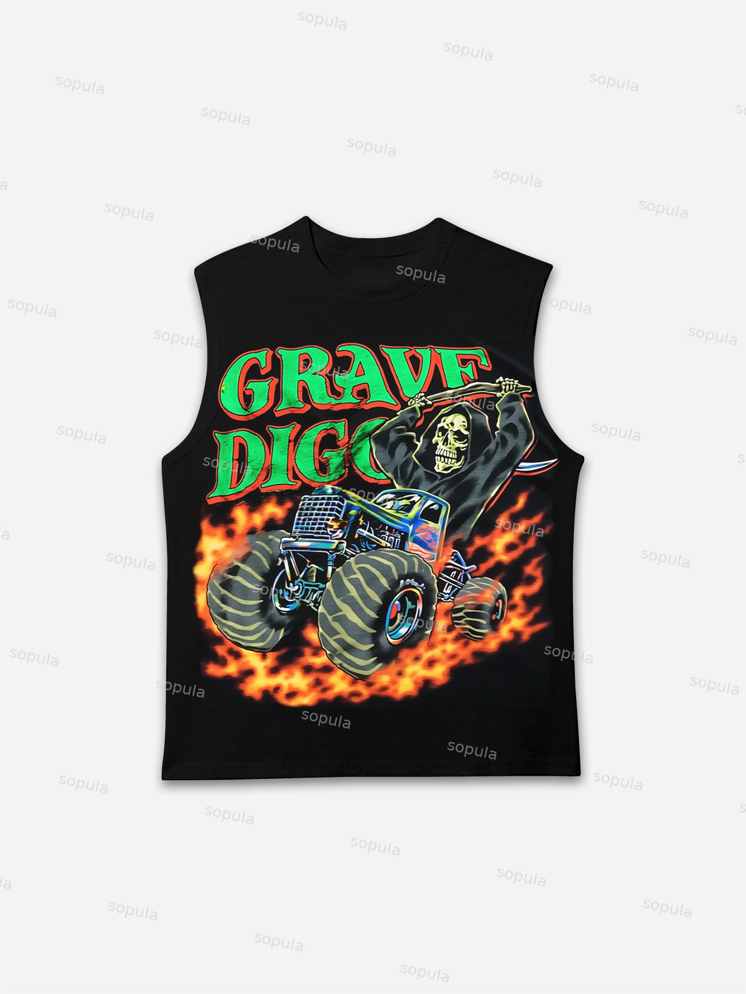 Ultra Rare Grave Digger Graphic Print Tank Top