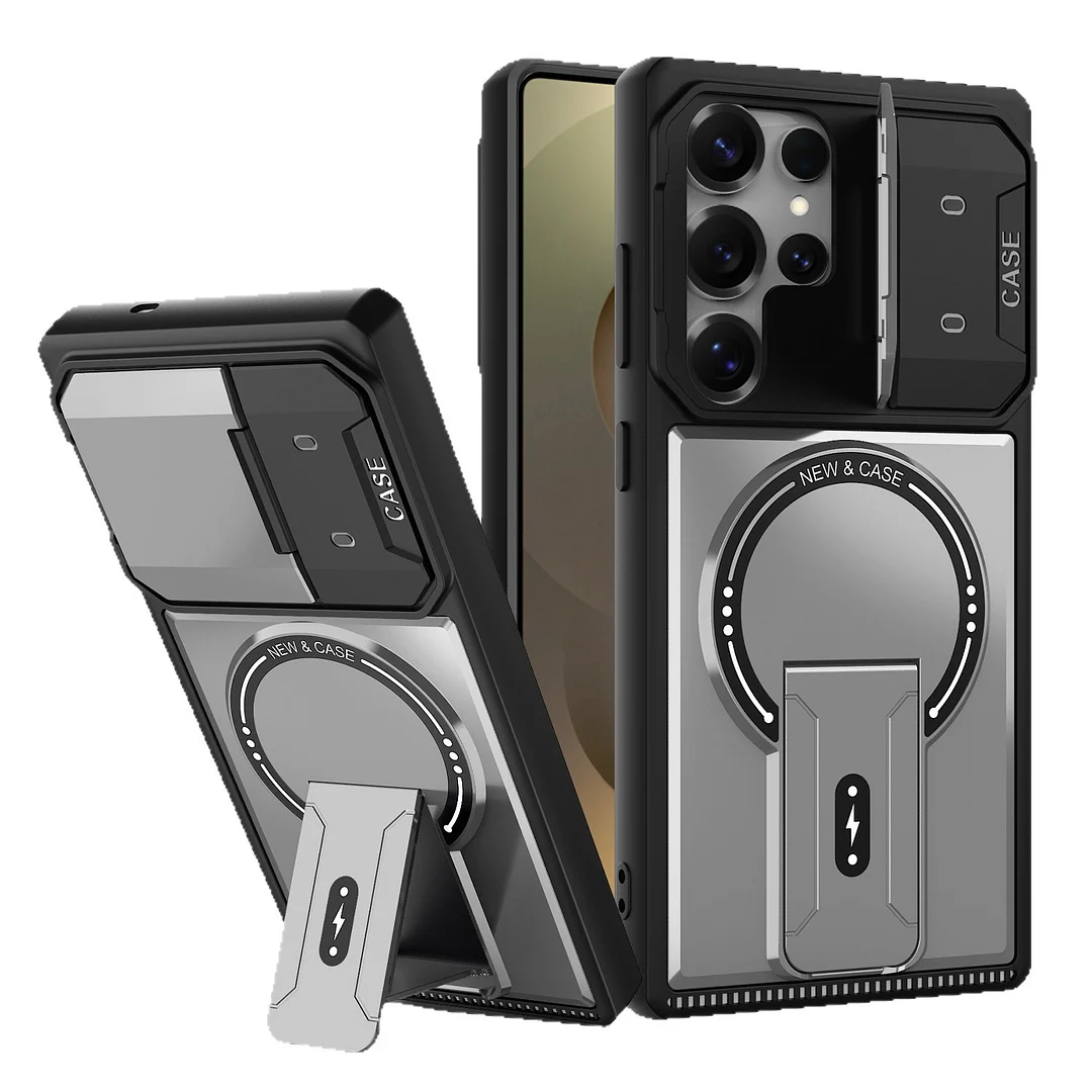 New Applicable Samsung S25Ultra Mobile Phone Case Mecha Magnetic Stand 17 Anti-Fall And Anti-Fingerprint Protective Cover
