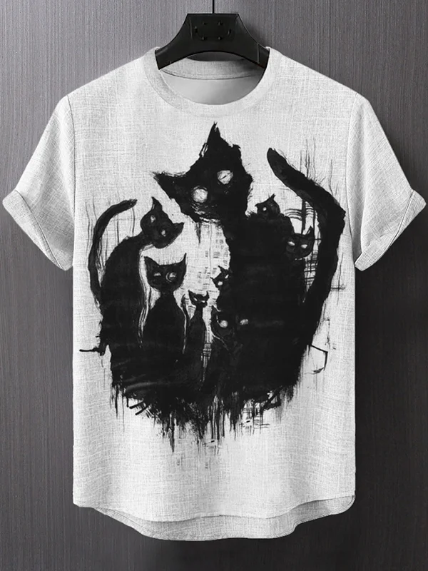 Men's Devil Clown Terror Cats Skulls Art Print Casual T-Shirt