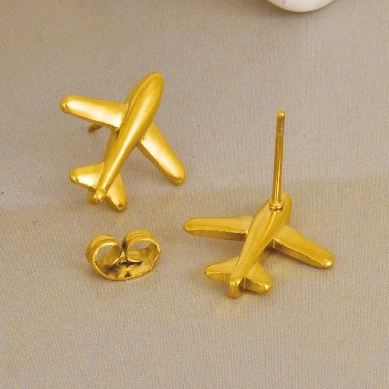 1 Pair Casual Minimalist Streetwear Airplane Irregular Plating 304 Stainless Steel Ear Studs