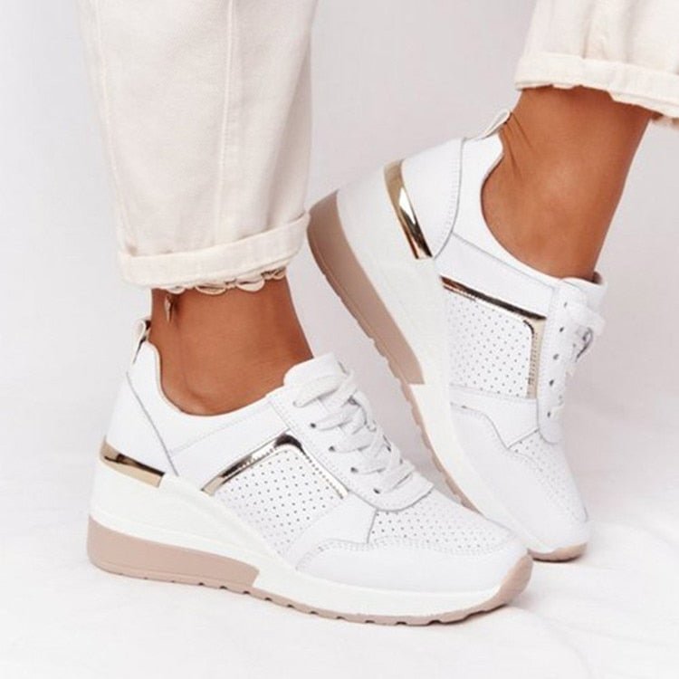 Brand Design 2021 New Women Casual Shoes Height Increasing Sport Wedge Shoes Air Cushion Comfortable Sneakers Zapatos De Mujer