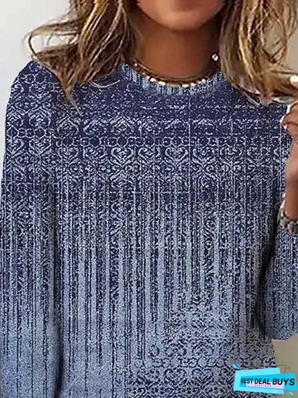 Ethnic Crew Neck Casual T-Shirt