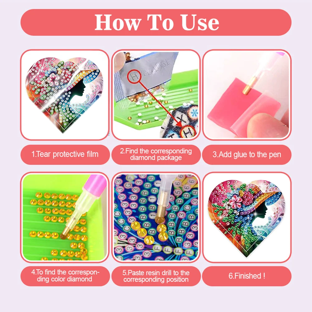 8 pcs Flower Women Diamond Painting Bookmarks Diamond Art Book Corner Kit