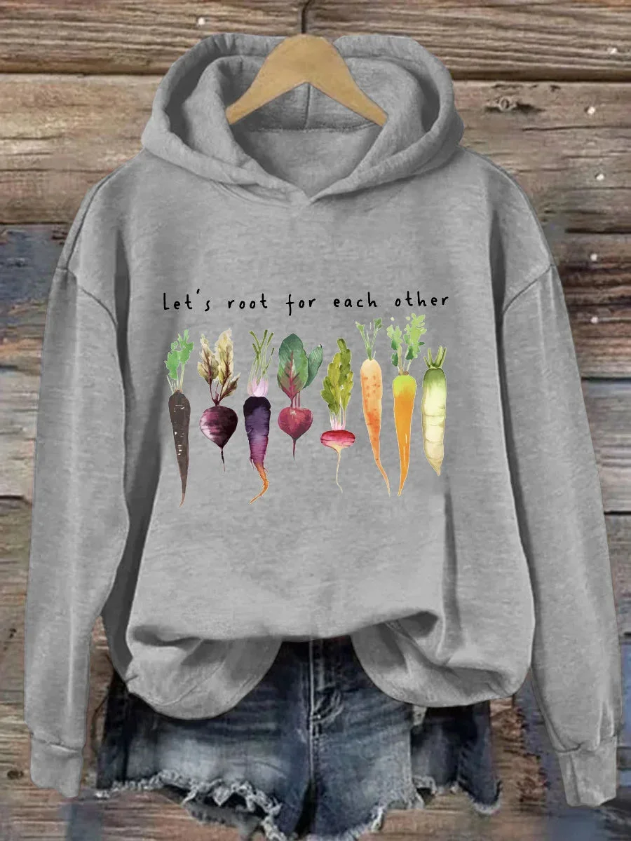 Let's Root For Each Other Print Hoodie