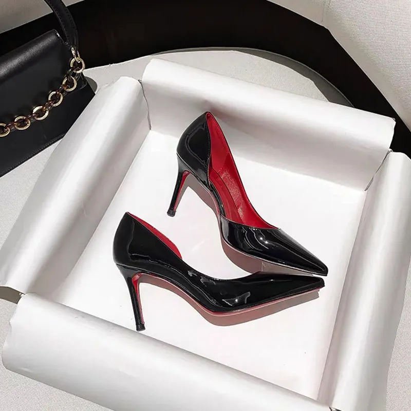 Breakj Breakj Women's Fine Heel On The Bed Of High-Heeled Shoes In The New Autumn Black Red Back 10 Cm Sexy Pointed Single Shoes In 2025