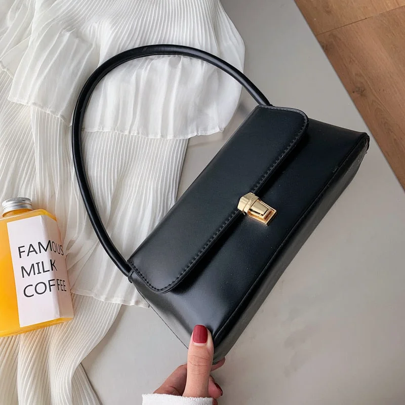 Vintage Fashion Female Solid Tote Bag 2022 New High Quality PU Leather Women's Designer Handbag Lock Shoulder bag Purses Bolsas