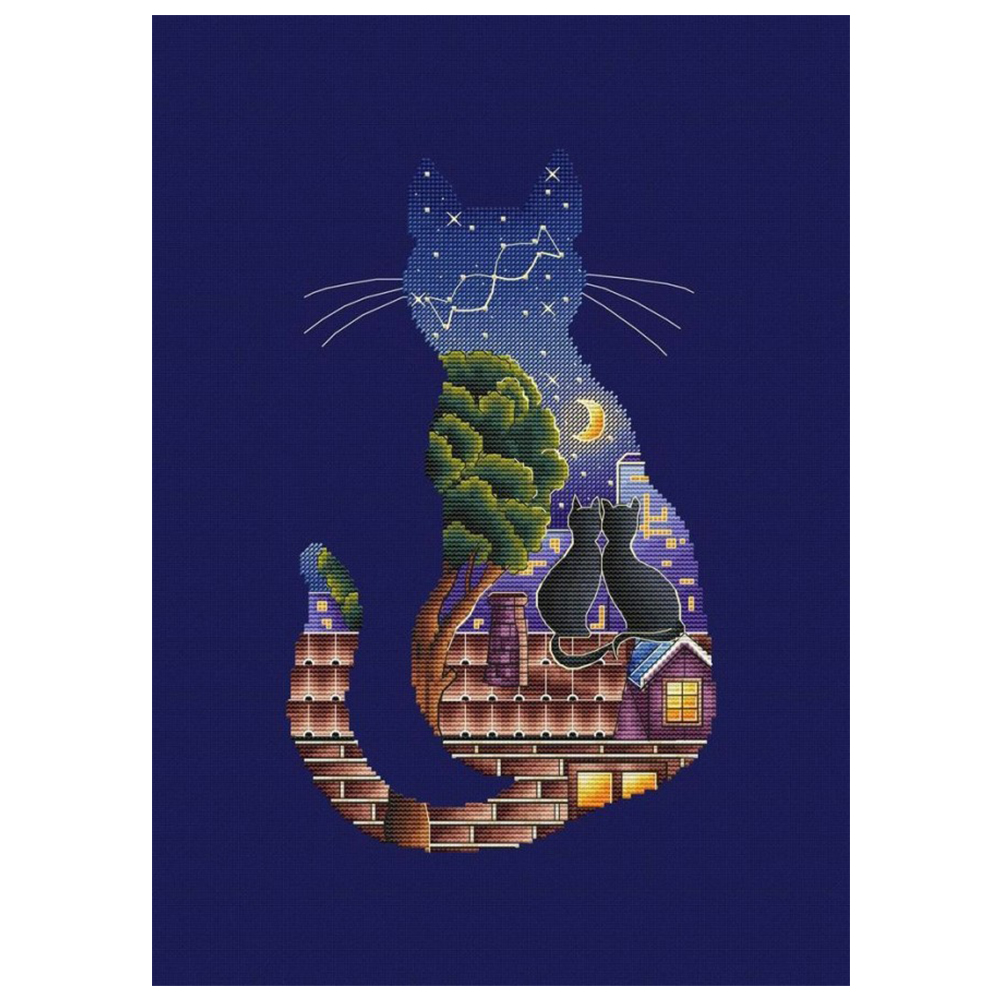 

Cat - 11CT Stamped Cross Stitch - 40*50CM, 501 Original