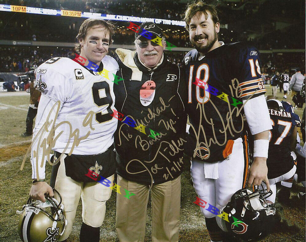 Drew Brees Kyle Orton Joe Tiller Saints Autographed Signed 8x10 Photo Poster painting Reprint