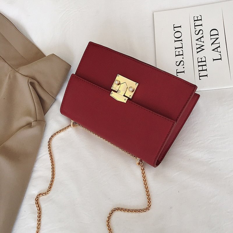 Elegant Female Casual Flap Square Bag 2021 Summer New Quality Leather Women's Designer Handbag Lock Chain Shoulder Messenger Bag