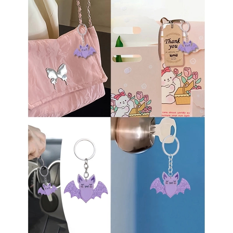 Cute Minimalist Bat Arylic Halloween Bag Pendant Keychain