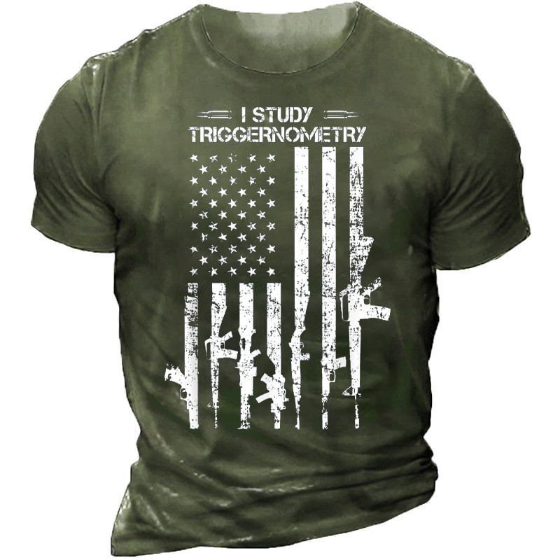 Men's Fashion "I Study Triggernometry "Printed Short Sleeve T-shirt