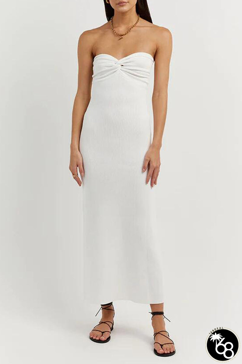 Sexy Solid Asymmetrical Strapless One Step Skirt Dresses(11 Colors) | 168DEAL