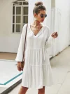 Long-sleeved Strappy Loose Dress White Dresses