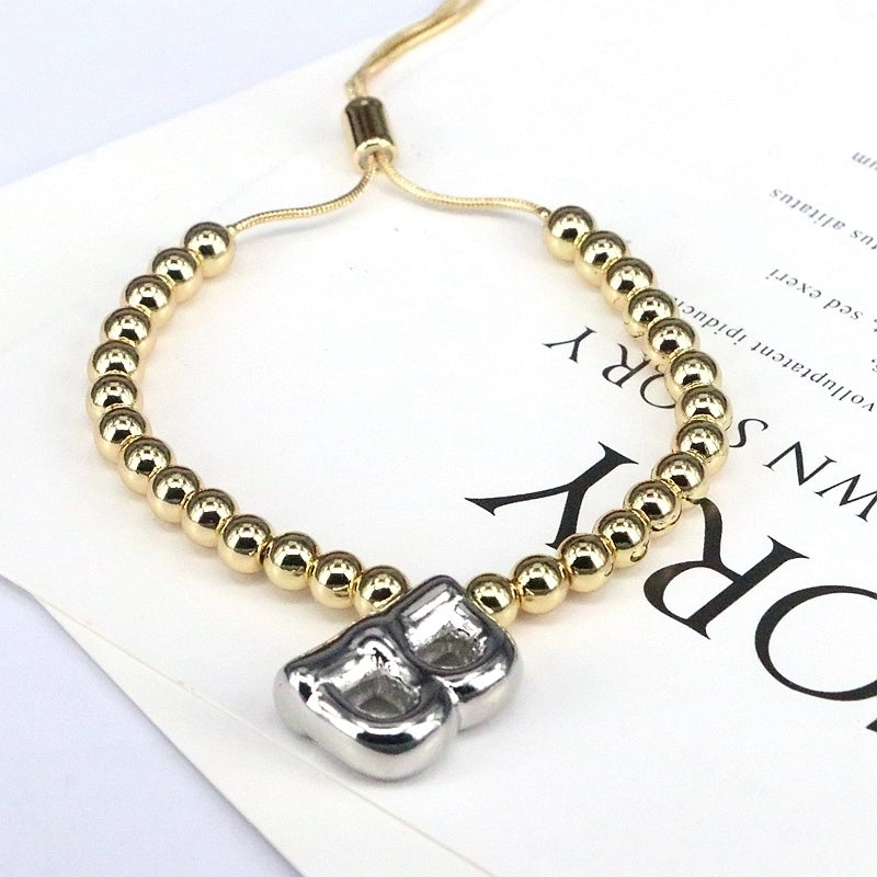 Copper Gold Plated Vintage Style Minimalist Plating Letter Bracelets