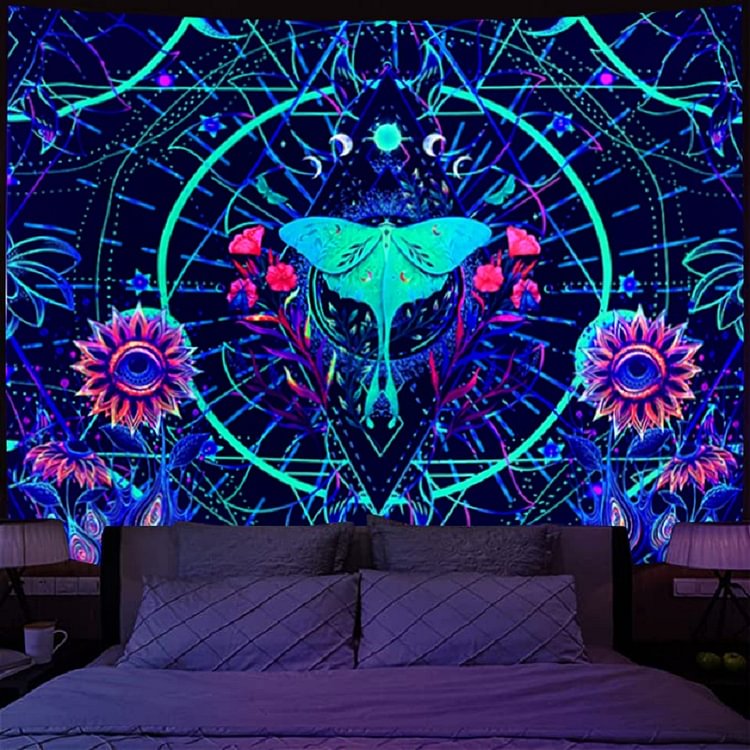 Fluorescent Tapestry Butterfly Wall Hanging Luminous Tapestries Background