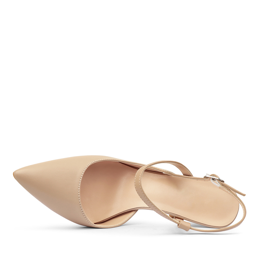 100mm Mid Heel Women Slingback Pumps Ankle Strap Jenlove Stiletto Close Pointed Toe Dress Red Bottoms Matte Glitter Shoes-MERUMOTE