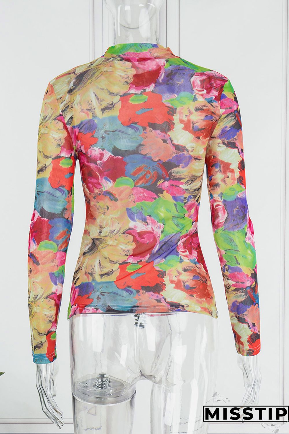 Colour Casual Print Basic Half A Turtleneck Tops