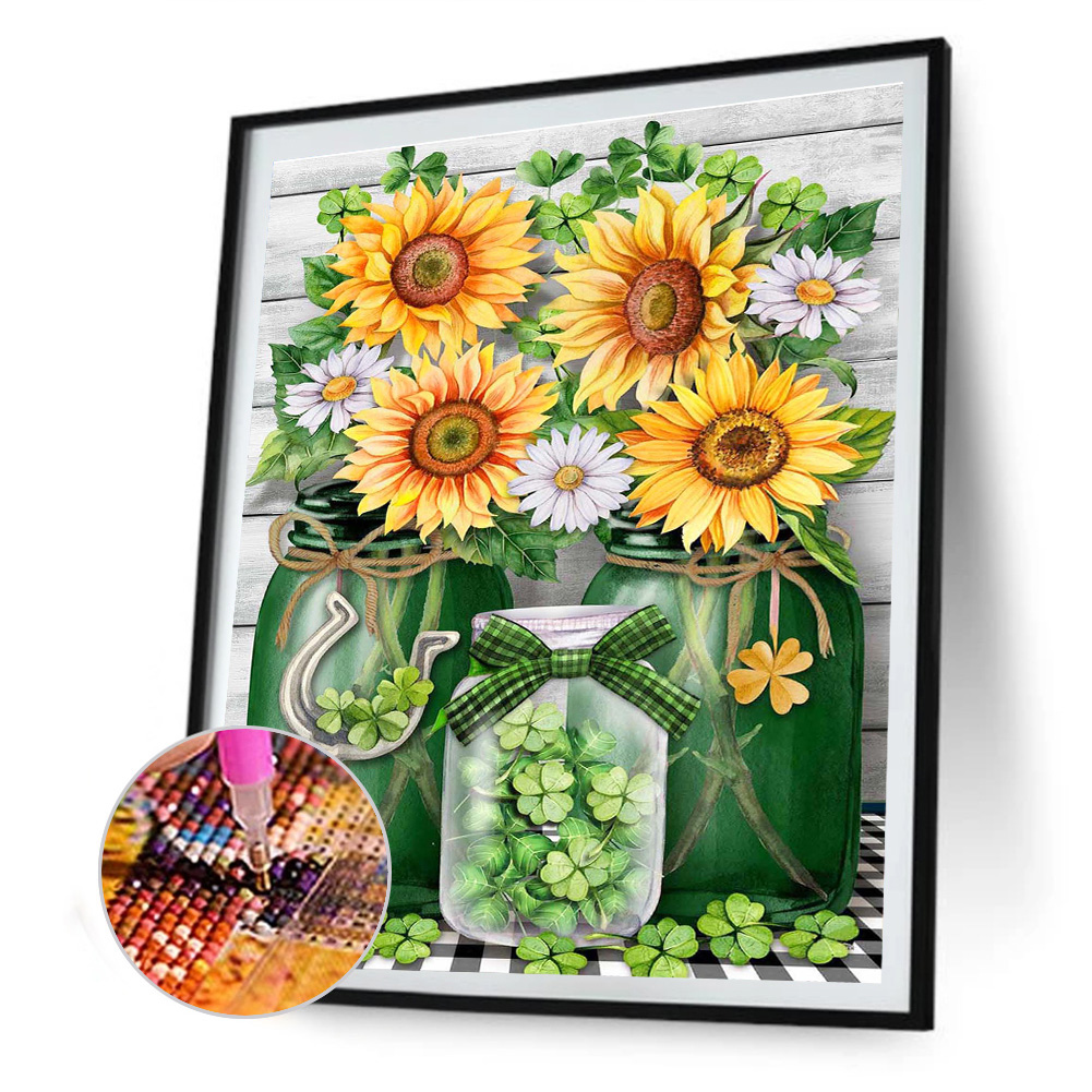 

(Multi-Size) Sunflower Vase - Round/Square Drill Diamond Painting, Square diamond 30*40cm, 501 Original