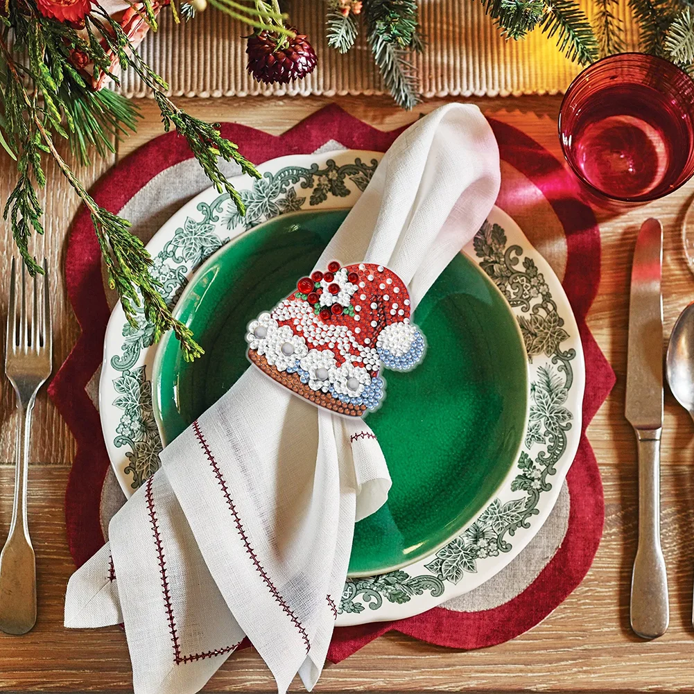 2Pcs Butterfly Diamond Painting Napkin Ring Diamond Napkin Holder for Table