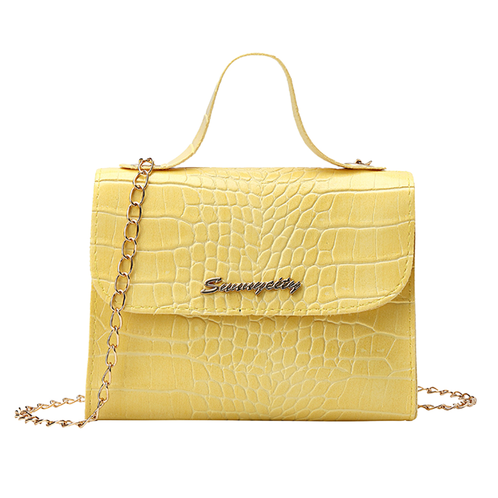 

Women Mini Crossbody Bag Alligator PU Tote Chain Shoulder Pouch -Yellow, 501 Original
