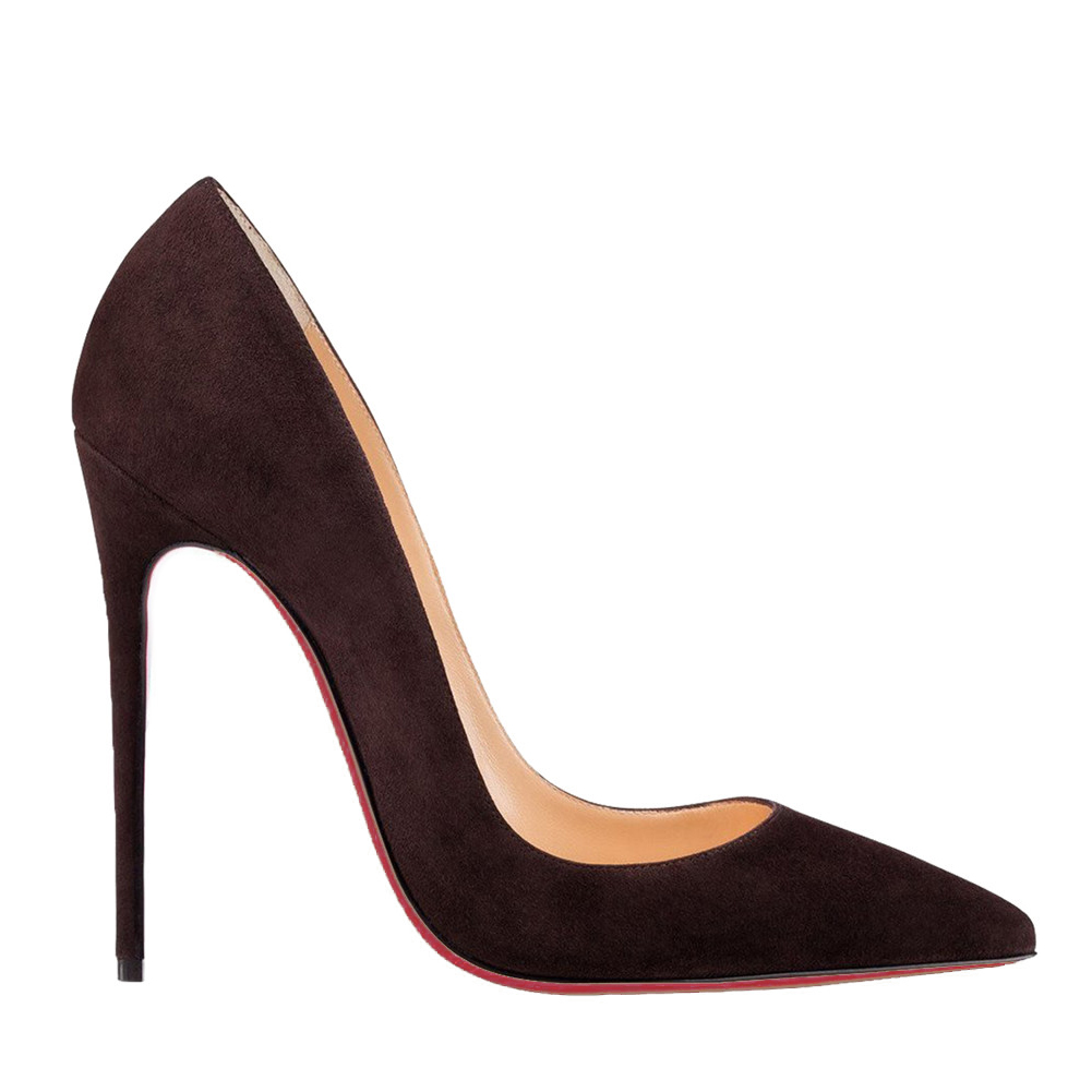 120mm Women's Party Wedding Heels Pumps Brown Suede-vocosishoes