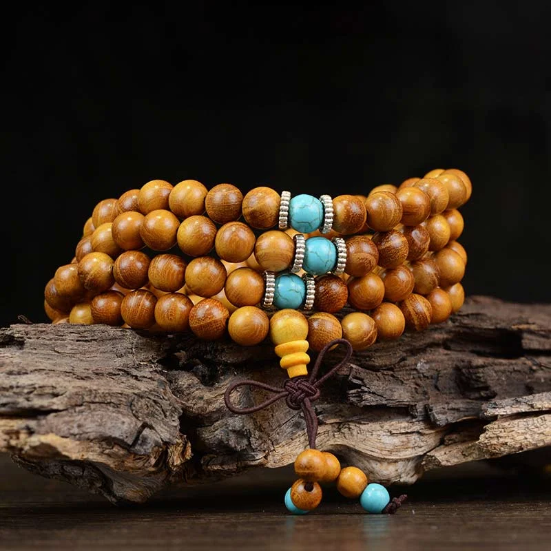 108 Beads Natural Black Rosewood Ebony Wenge Wood Necklace Bracelet Mala