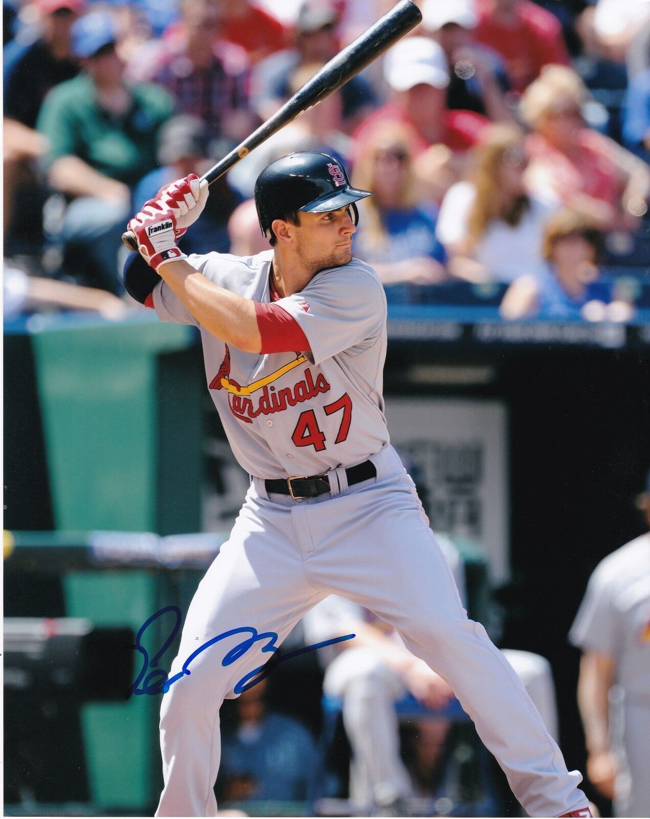 PETE KOZMA ST. LOUIS CARDINALS ACTION SIGNED 8x10