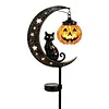 Solar Powered Black Cat & Pumpkin Moon Stake Light Weatherproof Moon Cats LED Stakes Light Auto On/Off Halloween Decorations Solar Lamp for Outdoor Patio Pathway Yard Lawn Decors