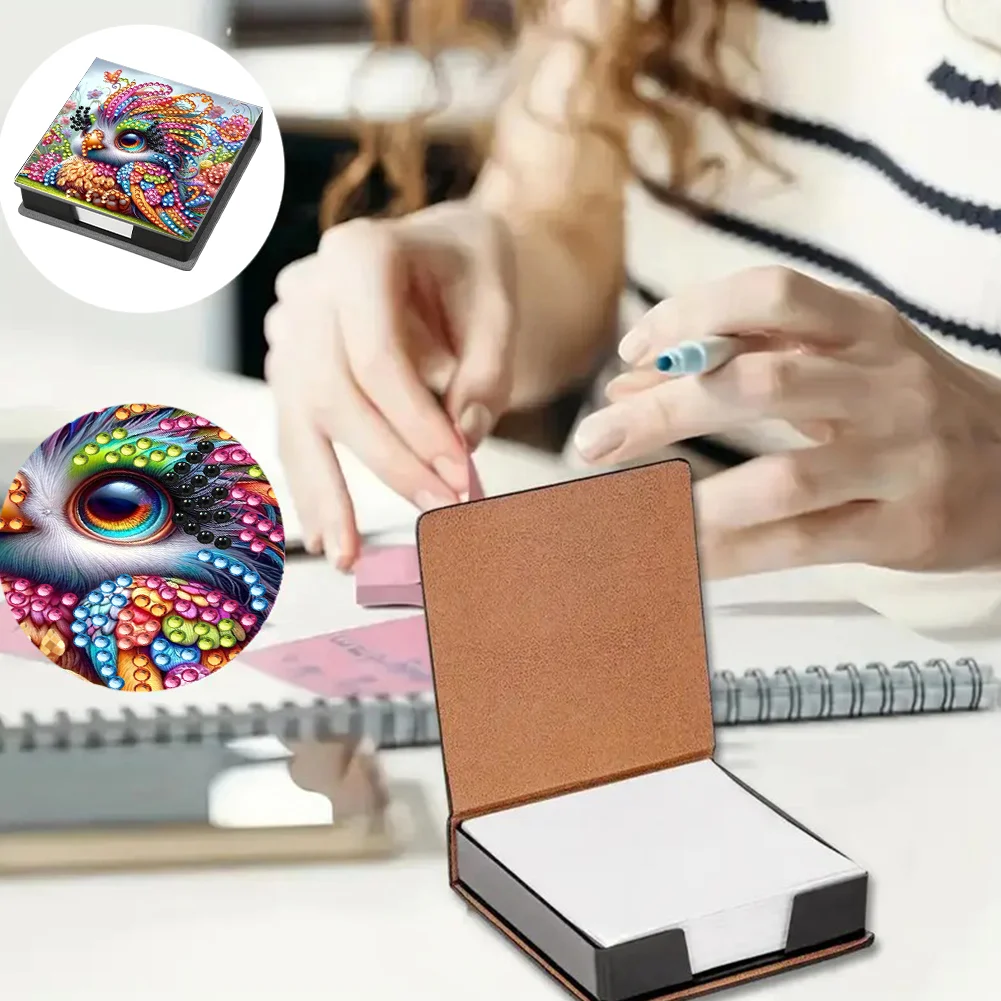 PU Bird Diamond Painting Notecard Box with Papers for DIY Art Craft