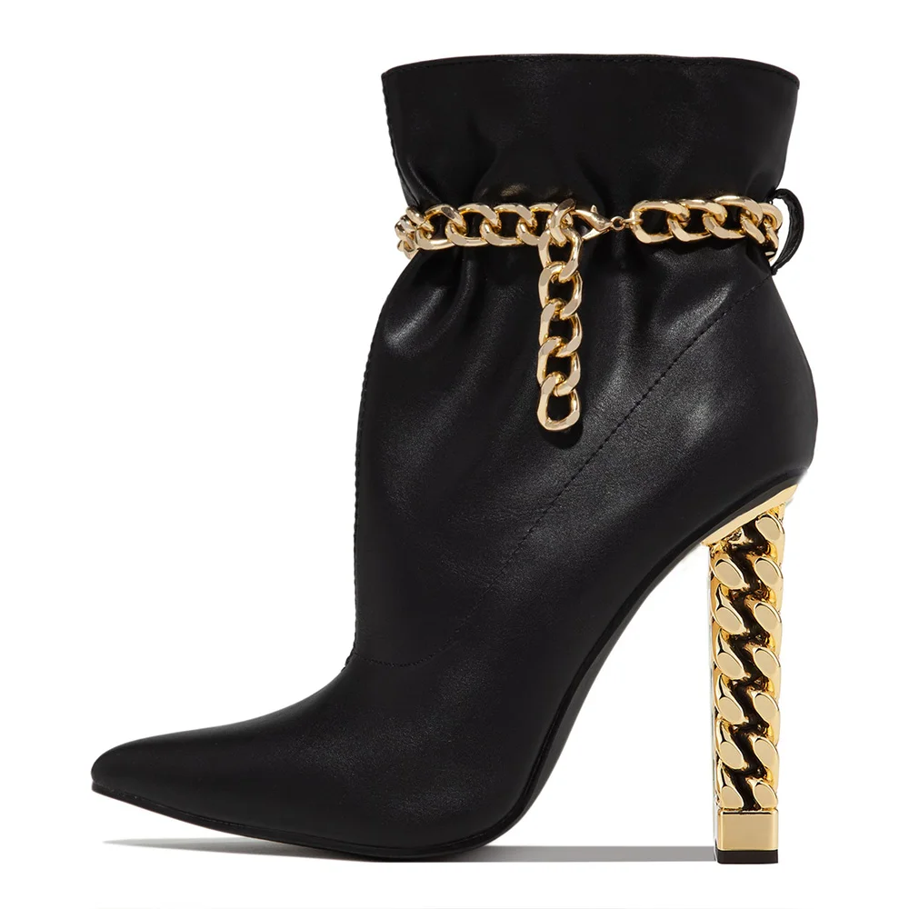 black boots with gold detail