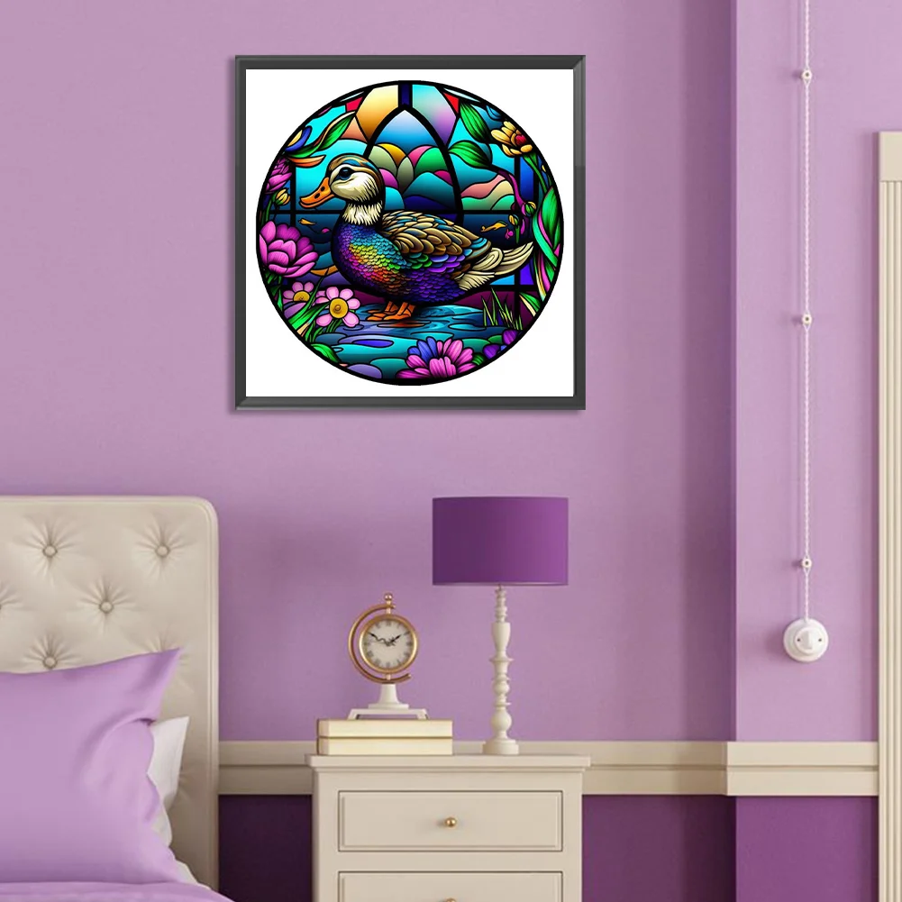 Diamond Painting - Full Round Drill - Stained Glass Duck(Canvas|30*30cm)